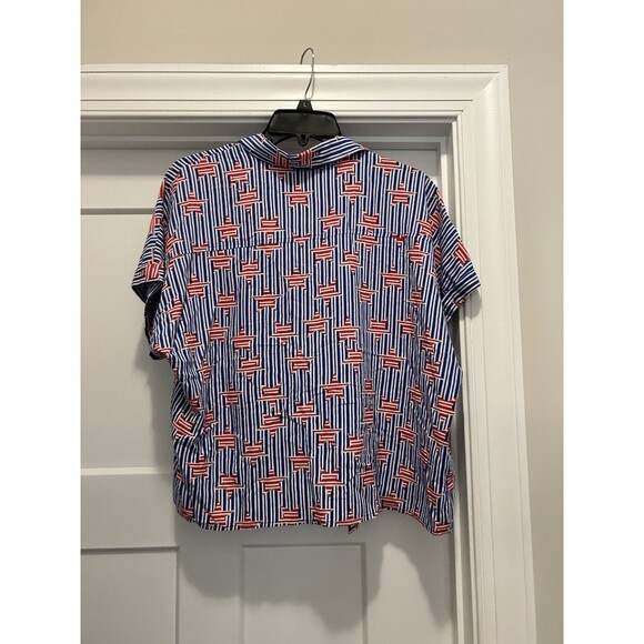 Lularoe Amy Women’s Button Up Shirt Size Small USA Patriotic Military Stars - Picture 4 of 6